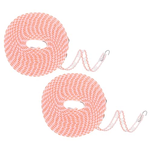 uxcell 2pcs Windproof Clothesline, 5M 16.4ft Plastic Non-Slip Clothes Drying Rope Portable Travel Clothesline for Courtyard Outdoor Laundry Camping, Orange - color: Orange, size: 16.4ft