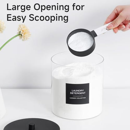 3 Pack Glass Jars and Acrylic Dryer Sheet Holder, Laundry Pods Container with Bamboo Lid and Measuring Cups for Laundry Room Organization, Powder Detergent Containers (Black) - color: Black