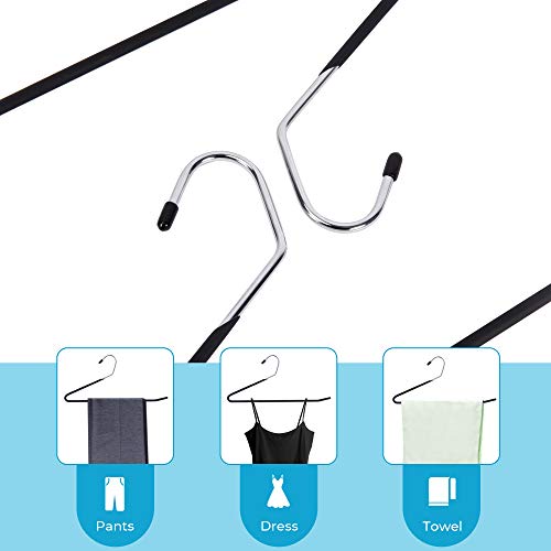 JS Hanger Non Slip Pants Hangers 30 Pack Open Ended Easy Slid Slacks Hangers, Durable Anti-Rust Space Saving Metal Jeans Hangers, Chrome and Black Friction - style: 30pack