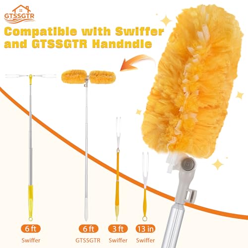 6 ft Extendable Duster Handle with 20 Pcs, 360° Heavy Duty Duster Refills Kit for Swiffer, 4X Electrostatic Microfiber for Cleaning Home, Effortlessly Reach Ceilings, Fans & Hard-to-Reach Areas - size: 20 Count + 6ft Extended Handle