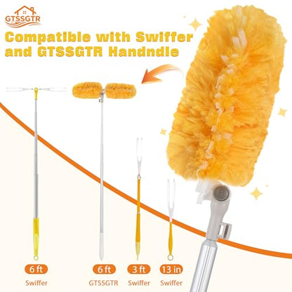 6 ft Extendable Duster Handle with 20 Pcs, 360° Heavy Duty Duster Refills Kit for Swiffer, 4X Electrostatic Microfiber for Cleaning Home, Effortlessly Reach Ceilings, Fans & Hard-to-Reach Areas - size: 20 Count + 6ft Extended Handle