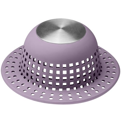Aluvor Shower Drain Hair Catcher Bathtub Drain Cover Sink Drain Protector - color: Silver Purple