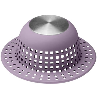 Aluvor Shower Drain Hair Catcher Bathtub Drain Cover Sink Drain Protector - color: Silver Purple