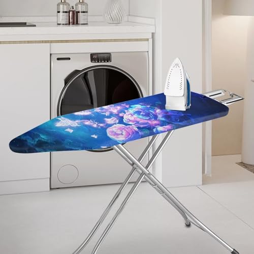 Blue Bling Butterfly Ironing Board Cover with Scorch and Stain Elasticized Edge Ironing Board Covers Protective Scorch Soft Fabric - color: Blue Bling Butterfly