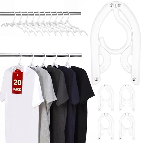 20 Pcs Travel Hangers, Cruise Ship Essentials Foldable Hangers Plastic Travel Essentials, Portable Cruises Must Haves 2026 for Suitcase, RV Camping Airplane Europe Vacation Essential, White - color: White