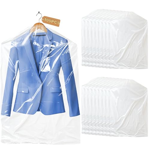 100 Pack Clear Garment Bags for Clothes, Gretchin,(Set of 100, 60x90cm), Plastic Garment Bags Dry Cleaner Bags Plastic Clear Dry Cleaning Bags for Hanging Clothes Storage - color: clear-100pcs, size: 60x90cm