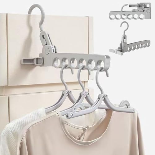Folding Clothes Hanger Drying Rack,Travel Essentials for Laundry,Portable and Collapsible with Hook,Essentials for Cruise,Vacation,Camping,RV,Road Trip,Hotel,Business Travel, Student Apartment (Grey) - color: Gray