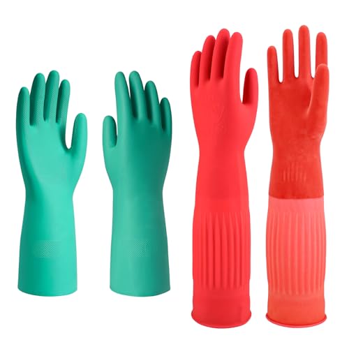 North Tower Long Dishwashing Gloves Length Rubber Reusable Resistant Platos Nitrile,Dishwashing Gloves - size: Large