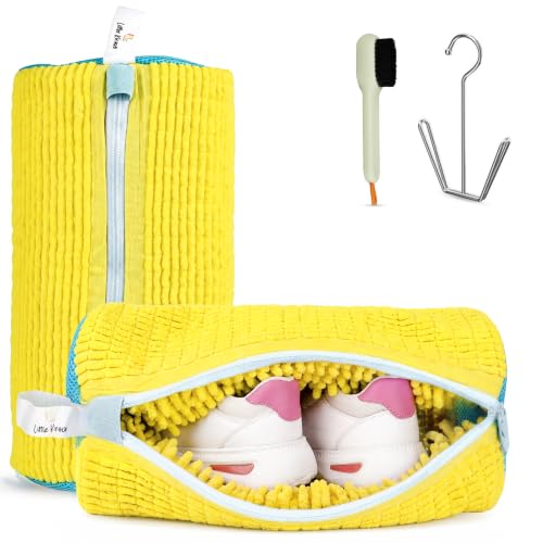 Shoe Washing Machine Bag - 2pcShoe Cleaning Bag for Sneakers, include 1 shoe brush,1 drying hook