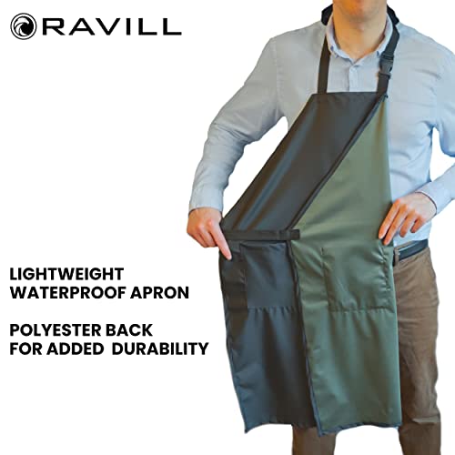 Ravill Waterproof Aprons For Men and Women with Pockets - color: Black