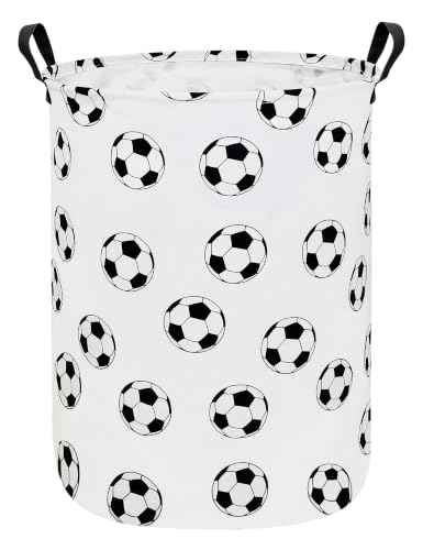 QUEENLALA Foldable Waterproof Round Fabric Laundry Basket Home, Football - color: Round-Football