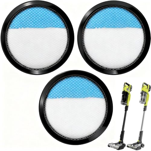 3 Pcs Washable Filter for Ryobi 18V ONE + PCL720, PBLSV716, PBLSV717 Vacuum