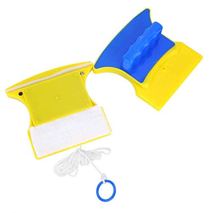 Fdit Magnetic Window Glass Cleaner, Double-Sided Squeegee for 3-8mm Thickness, with 2m Anti-Falling Rope, 2 Extra Cleaning Cotton