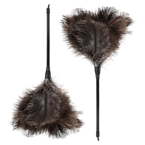 Natural Ostrich Feather Duster 14.9 inch Fluffy Mini Dusters - color: Natural-a-2pcs