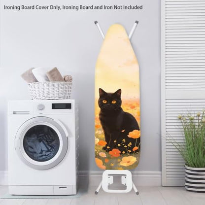 Black Cat Ironing Board Cover and Pad Cover with Padding Standard Size Heat-Resistant Ironing Board with Elastic Edges Iron Boards Covers - color: Black Cat5