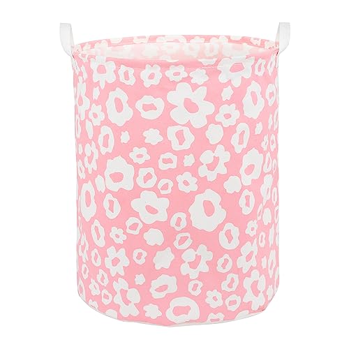 Foldable Baby Laundry Basket Hamper for Nursery Girl kids Clothes laundry hamper basket Portable Tall Collapsible Cute Laundry Basket Organizer, Nursery Storage Basket with Handles (Pink Flowers) - color: Pink Flowers