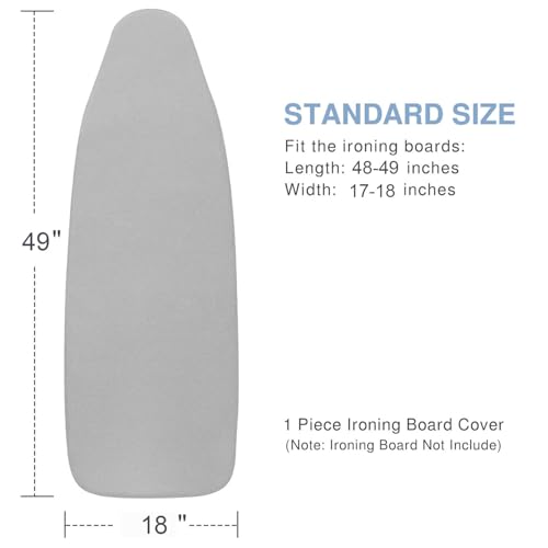 VividPaw Ironing Board Cover and Pad 18x49, Extra Wide, Thick Padding - color: Gray, size: 18" x 49"