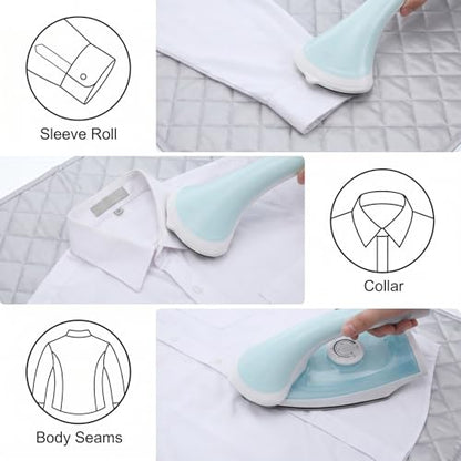 Portable Ironing Mat for Table Top, Foldable Ironing Board for Washer or Dryer Tops, Double Sided Use Heat Resistant Pad for Travel Office Student Dormitory (No Magnet, 33.5 x 17.7 Inches)