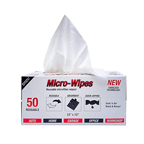 Eurow 200GSM Microfiber Cleaning and Drying Cloths with Dispenser Box, Reusable, Streak-Free, Scratch-Free, Ultra Absorbent, Edgeless for All Surface Types, 12x12in, 50-Pack, White - color: White, size: 12 x 12 in