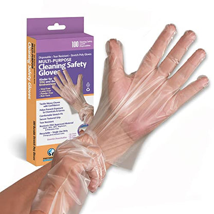 Protospheric Premium Disposable Stretch Cleaning Safety Gloves, Nitrile, Vinyl, Latex and Powder Free - size: Small (Box of 100)