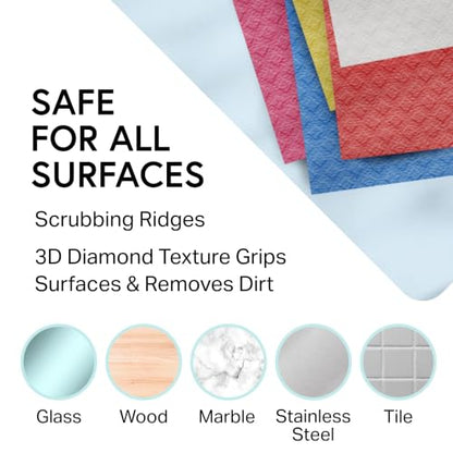 Swedish Wholesale Dishcloths Reusable 8" x 7" Sponge Cloths, Bulk 10 Pack of High Absorbent Cellulose Dish & Kitchen Cleaning Hand Towels, Wring to Dry & Machine Wash, Odor Resistant, White - color: White