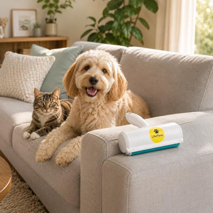 Pet Hair Remover, Reusable Self-Cleaning Lint Roller for Dog & Cat Hair, Fur Remover for Furniture, Couch, Carpet, Clothes, Bedding & Car, No Adhesive, No Refills, Multi-Surface