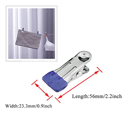 Hahiyo Stainless Steel Clothespins Sock Clip Laundry 2.2inch Length with Spring Strong Grip Windproof Easy Pinch Hang Handy Save Space Not Damage Leave Pinch Mark for Clothesline Towel Purple 7PCS - color: Purple-7p
