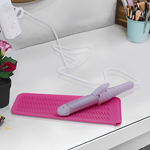 Silicone Heat Resistant Mat Pouch for Hair Straightener,Curling Iron, Pink - color: Pink, size: 1 Pack