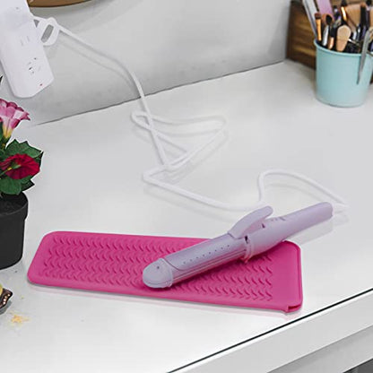 Silicone Heat Resistant Mat Pouch for Hair Straightener,Curling Iron, Pink - color: Pink, size: 1 Pack