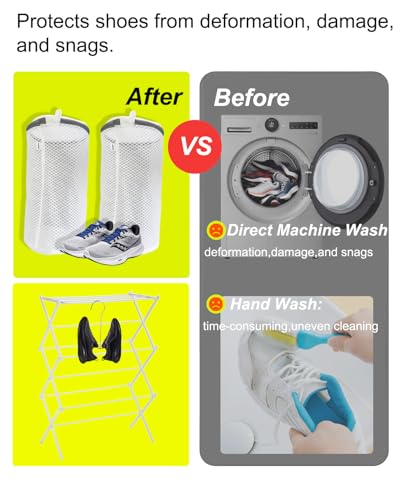 Shoe Washing Machine Bag,3 Pack Laundry Shoe Bag for Washer and Dryer,Mesh Laundry Bags with Zipper for Sneakers,Trainers,Socks,Bras,Delicates,and Toys