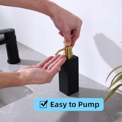 Matte Black Soap Dispenser, Countertop Lotion Resin Bottles with Rust Proof Gold Pump, Refillable Liquid Hand Soap Jar, Resin Shower Dispensers for Bathroom, Kitchen - color: Black+brushed Gold