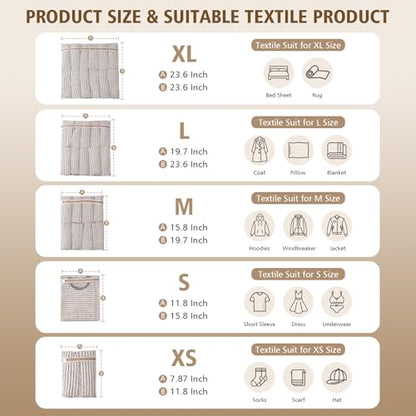 HEAVYWOOD 5-Piece Cotton Mesh Landry Bag Organic Wash Bag for Washing Machine Lingerie Bags for Washing Delicates with Sturdy Anti-Rust Zipper Clothes Washing Bag (5Bags) - size: Mini*Small*Medium*Large*X-Large