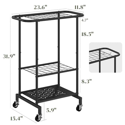 Rolling Garden Tool Organizer, Heavy Duty Steel Yard Tool Rack broom holder - style: Rack with Wheels