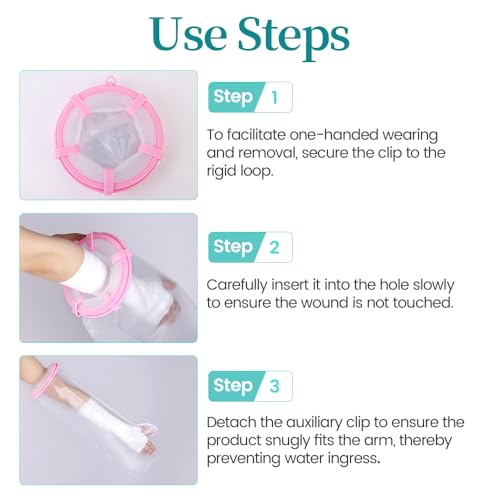 Cast Covers for Shower Arm, PICC Line, Hand for Adult, Waterproof - color: Half Arm, style: Reinforced Pink