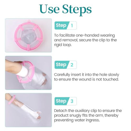 Cast Covers for Shower Arm, PICC Line, Hand for Adult, Waterproof - color: Half Arm, style: Reinforced Pink