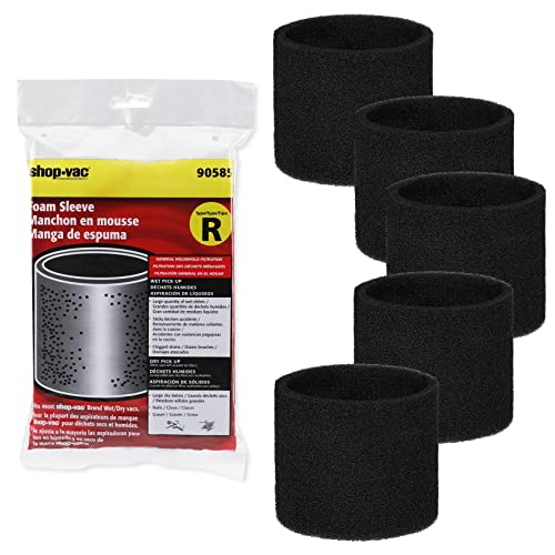 Shop-Vac 90585 Foam Sleeve Filter for 5+ Gallon Wet/Dry Vacuums, 5 Pack