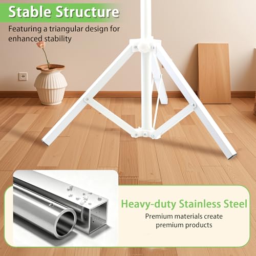 Clothes Drying Rack, Drying Rack 33-68 inches Stable and Heavy-Duty Tripod Base Thickened Stainless Steel Saving Space 27 Pieces of Clothing - color: White