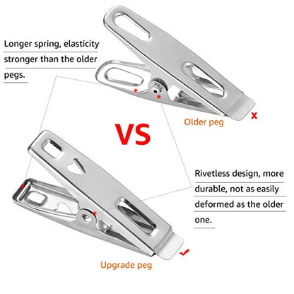 60 PCS Strong Stainless Steel Clothes Pins Metal Laundry Clips with Storage Box for Clothes Sock Food Sealing Photos