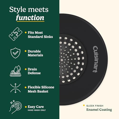 Cuisinart Stainless Steel Kitchen Sink Drain Strainer, 2-Pack, 4.35" - color: Black