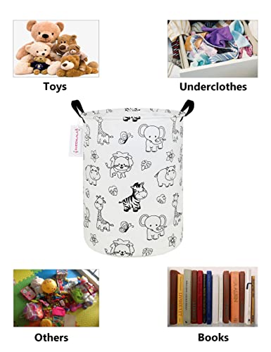QUEENLALA Large Foldable Round Storage Basket Laundry Hamper, Black Zoo - color: Round-Black-Zoo