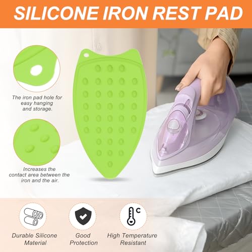 PATIKIL Silicone Iron Rest Pad, Multipurpose Hot Heat Resistant Iron Rest Plate Protective Pad for Ironing Board Hot Resistant Steamer Steam Compact Mat, Green - color: Green