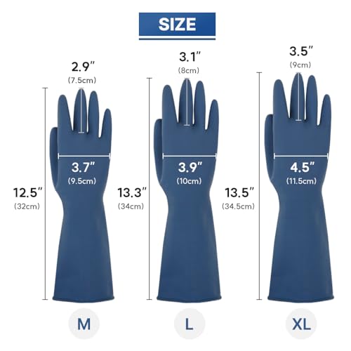 HOMSSEM Dishwashing Gloves - 2 Pairs Premium Rubber Gloves for Cleaning - Urban Gray, Green, Blue - color: Gray - X Large 2pairs