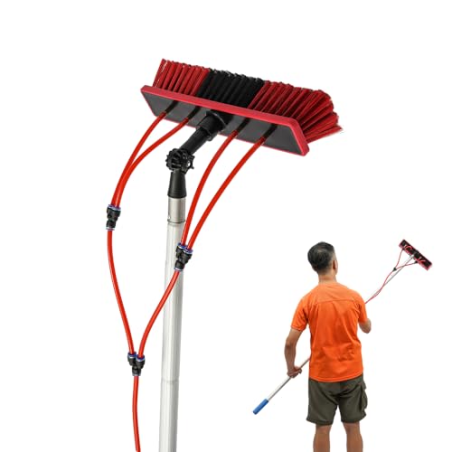 DYRABREST Water Fed Pole Kit Window Cleaning Brush Outdoor Window Glass Solar Panel Cleaning Extendable Telescopic Pole Water Fed Brush Spray Washer (US Stock)