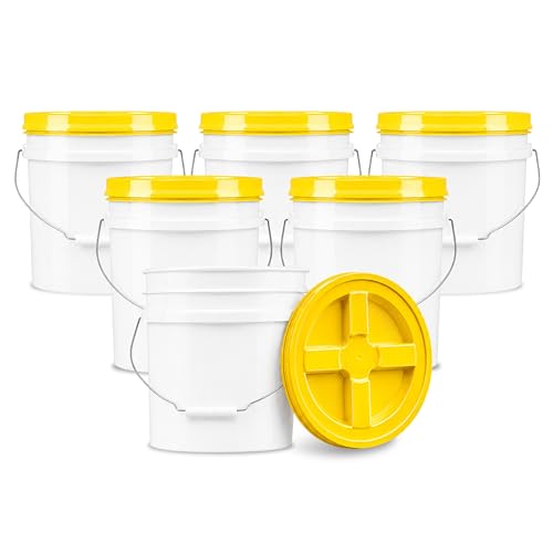 ePackageSupply 3.5 Gallon Bucket, Food-Grade w/Lid, BPA-Free, Yellow,6 Pack - color: Yellow, size: 6 Packs