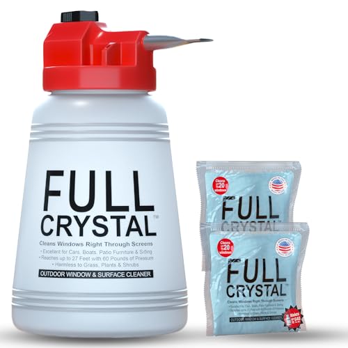 Full Crystal Window Cleaner, Bottle + 8oz Powder, Cleans Up to 40 Windows - style: 4 Ounce (Pack of 2)