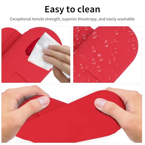 Travel Silicone Makeup Brush Holder with Cleaning Pad and Magnetic Closure - color: Red