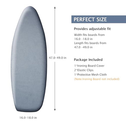 SheeChung Ironing Board Cover and Pad 18"x49",Wide Ironing Board Cover - color: Grey Blue, size: 49"L x 18"W