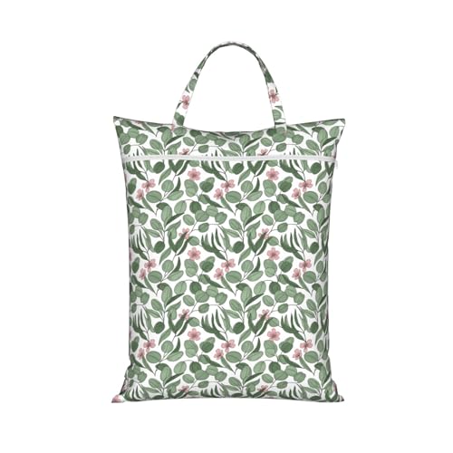 Eucalyptus Leaves Travel Laundry Bag Washable Dirty Clothes Bag for Gym - color: Eucalyptus Leaves