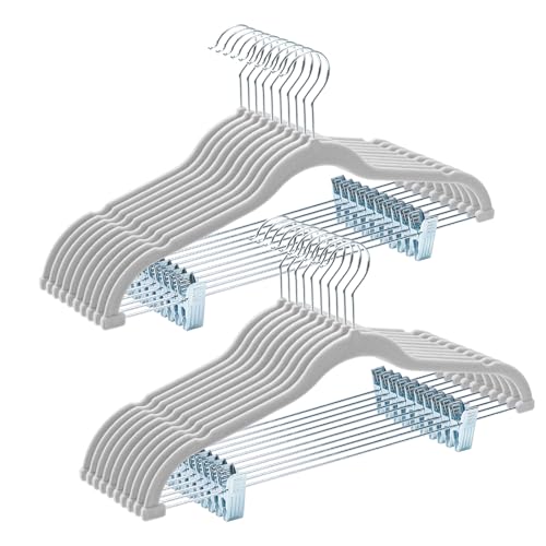 HOUSE DAY Velvet Pant Hangers with Adjudtable Clips 20 Pack, Gray - color: Gray, size: 20 Pack