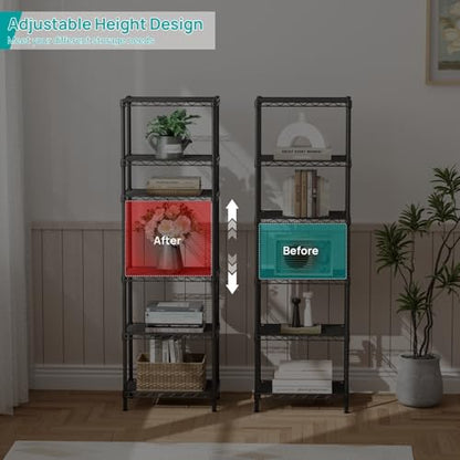SINGAYE Metal Shelves Wire Shelving Storage Standing Adjustable Shelf Unit - color: Black, size: 6 Tier 10" D x 16" W x 63" H